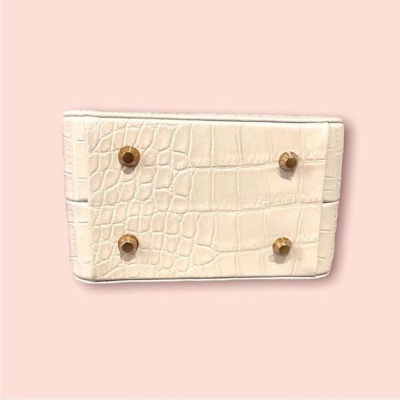 NEW STAUD Kenny Cream Croc Embossed Leather Top Handle Bag - Picture 7 of 11